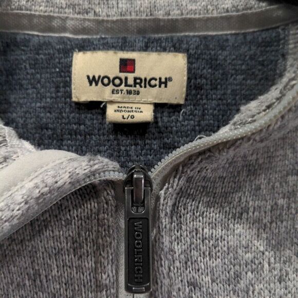 Woolrich Mens 1/4 Zip LS Fleece Pullover Sweater Size Large Gray Casual Pocket - Picture 3 of 11